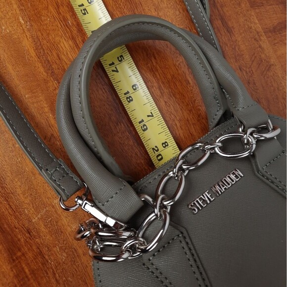 Steve Madden Green Satchel with Structured Shape and Chain Detail - Picture 14 of 16